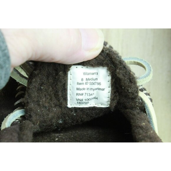 LL Bean Plaid Lined Brown Suede Shearling Lined Moccasin Slippers Size 8 M - Picture 8 of 9